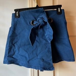 Altar'd State Front Tie Blue Skort